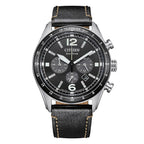 Citizen Aviator Crono Eco-Drive pelle nera 43mm - frontale