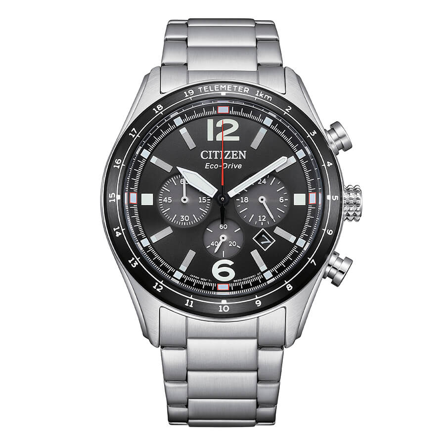 Orologio Citizen Crono Aviator Eco-Drive quadrante nero - frontale