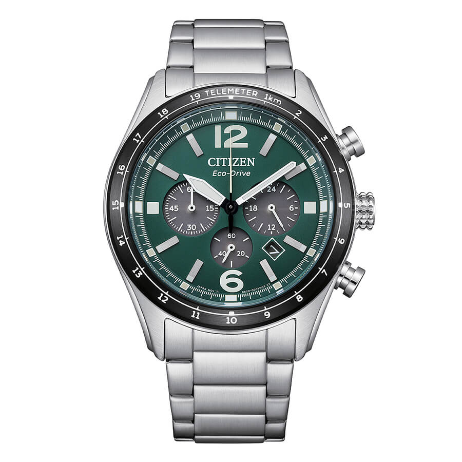 Orologio Citizen Crono Aviator Eco-Drive quadrante verde - frontale
