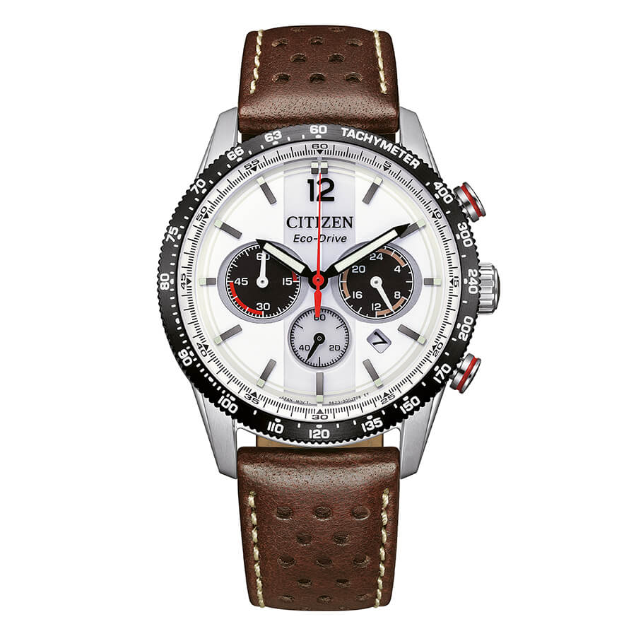Orologio Citizen Crono Racing Vintage Eco-Drive Pelle - frontale
