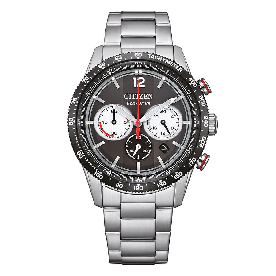 Orologio Citizen Crono Racing Vintage Eco-Drive Nero - frontale