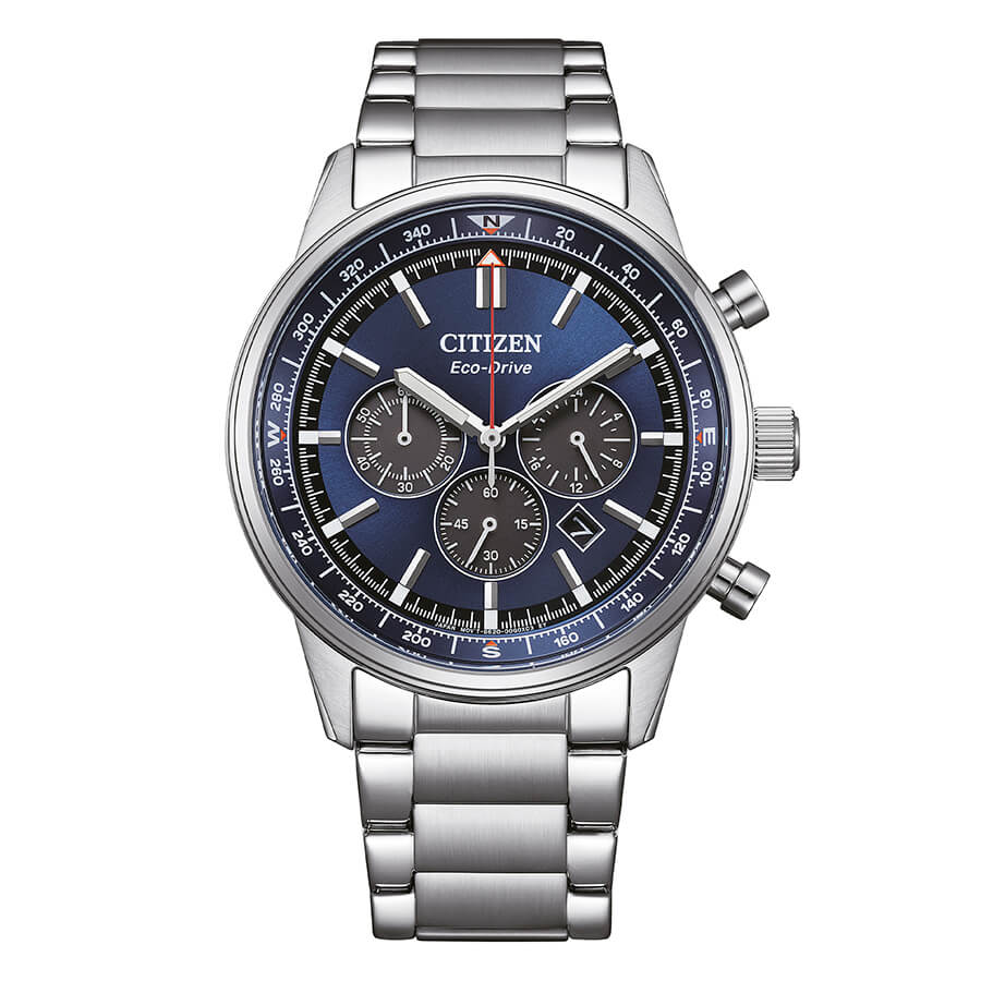 Orologio Citizen Crono Aviator Eco-Drive quadrante blu - frontale