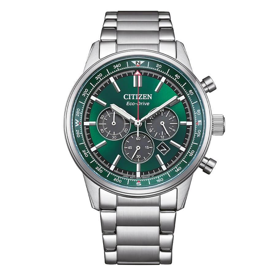 Orologio Citizen Crono Aviator Eco-Drive quadrante verde - frontale