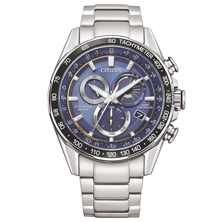 Cronografo Citizen Radiocontrollato Eco-Drive acciaio blu - frontale