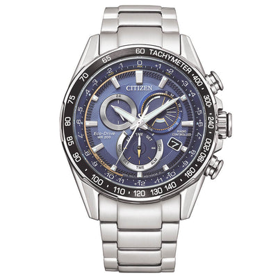 Cronografo Citizen Radiocontrollato Eco-Drive acciaio blu - frontale