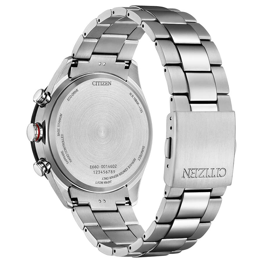 Orologio Citizen Crono Eco-Drive Radiocontrollato Titanio - retro