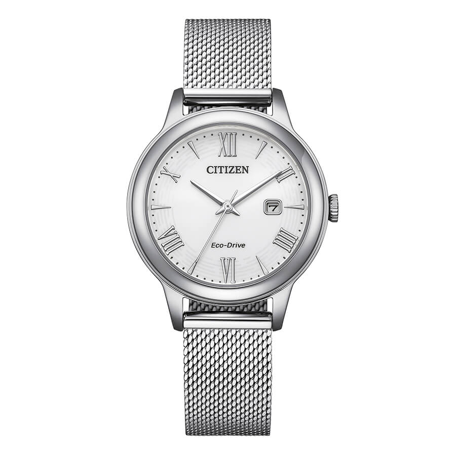Orologio Citizen Lady Eco-Drive Maglia Milanese Quadrante Bianco - frontale