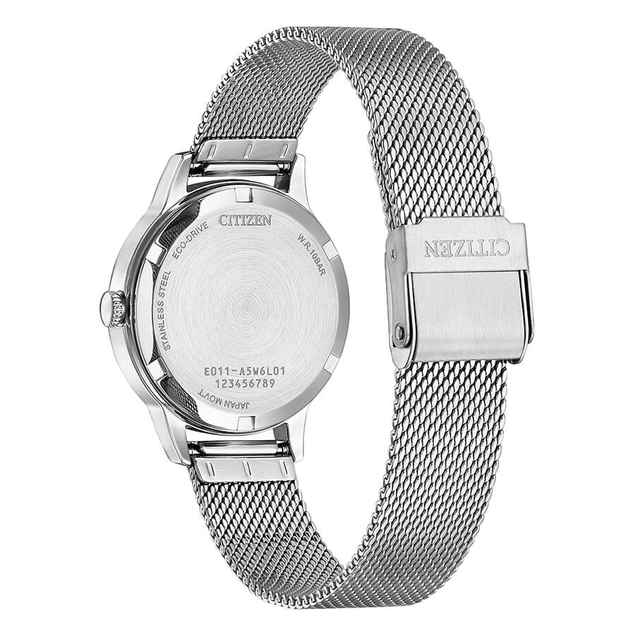 Orologio Citizen Lady Eco-Drive Maglia Milanese Quadrante Bianco - retro