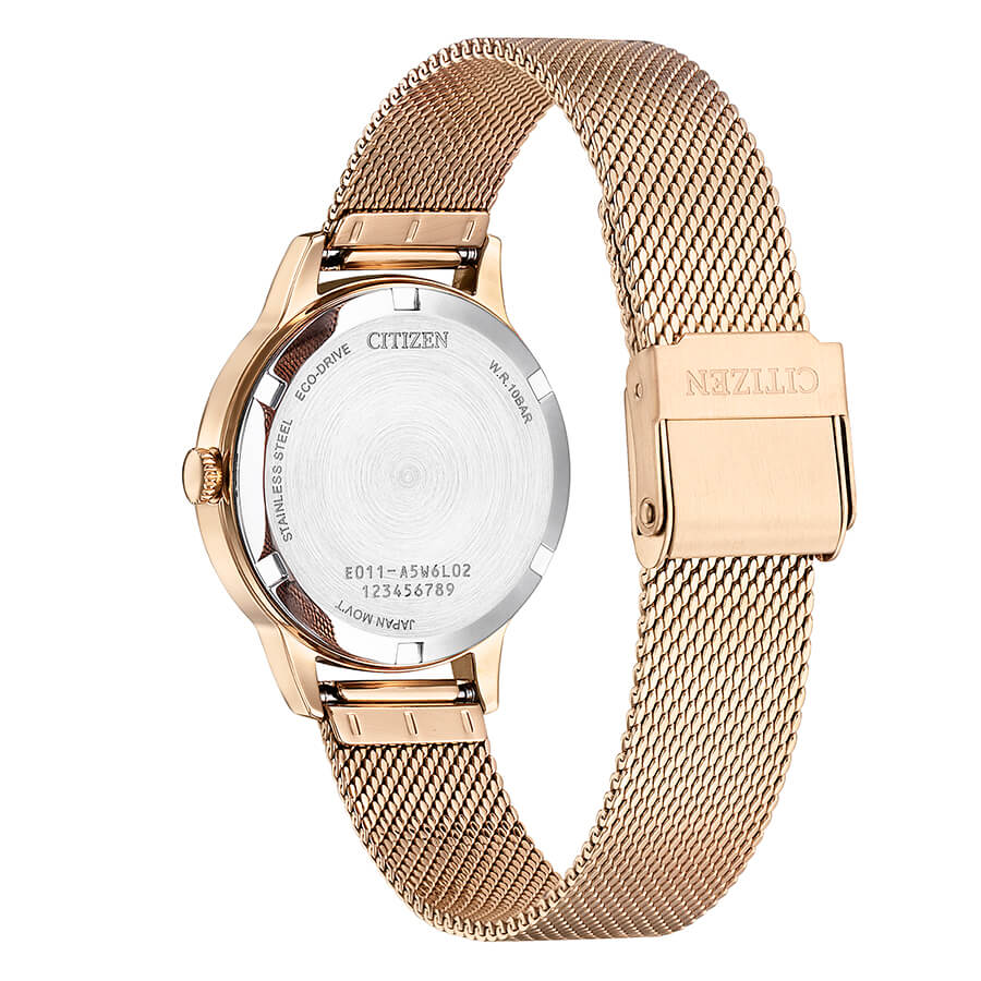 Orologio Citizen Lady Eco-Drive Placcato Oro Rosa Quadrante Champagne - retro