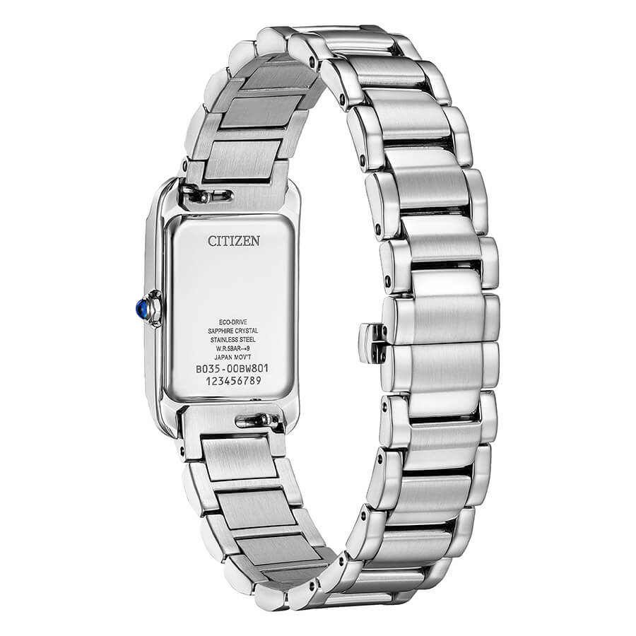 Orologio Citizen Lady El Square Eco-Drive quadrante bianco - retro