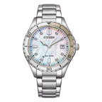 Orologio Citizen Lady Eco-Drive madreperla cristalli bianco avorio - frontale