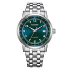 Citizen Classic Automatico acciaio quadrante verde 40mm - frontale