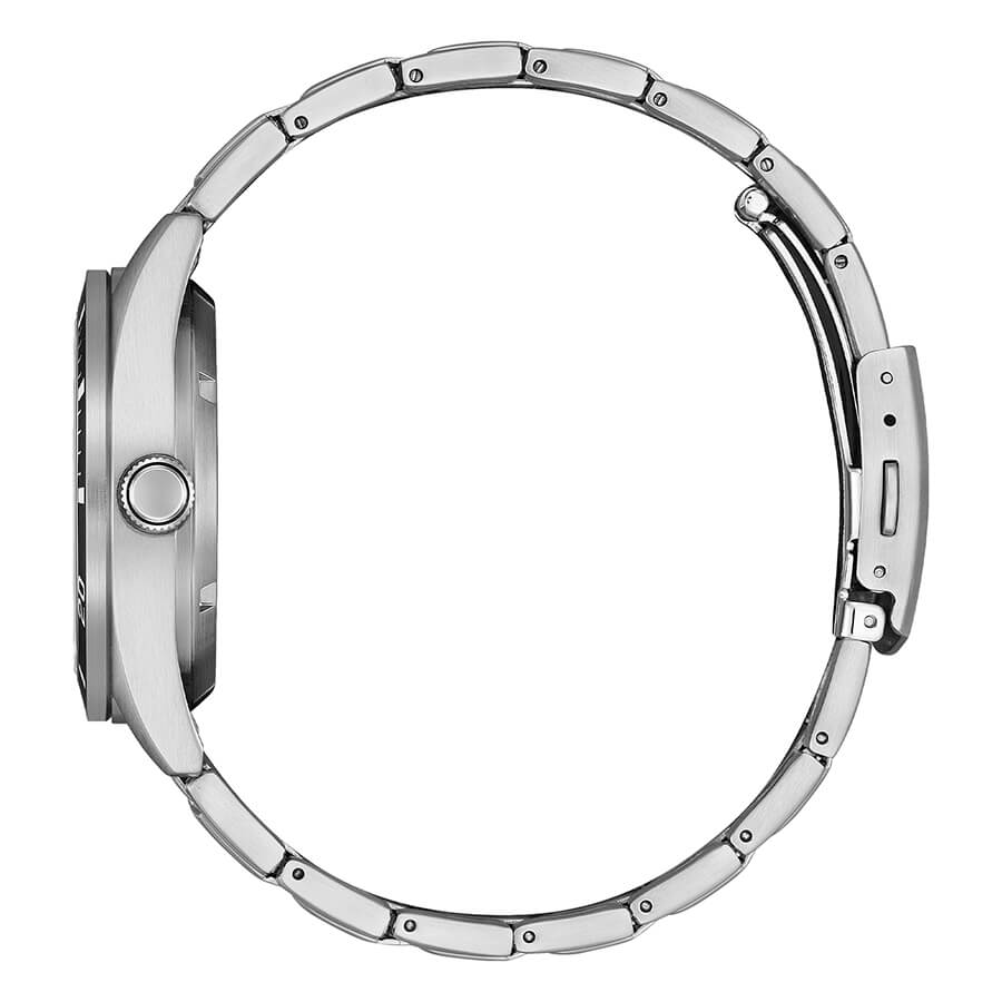 Orologio Citizen Marine Automatico quadrante nero acciaio - lato