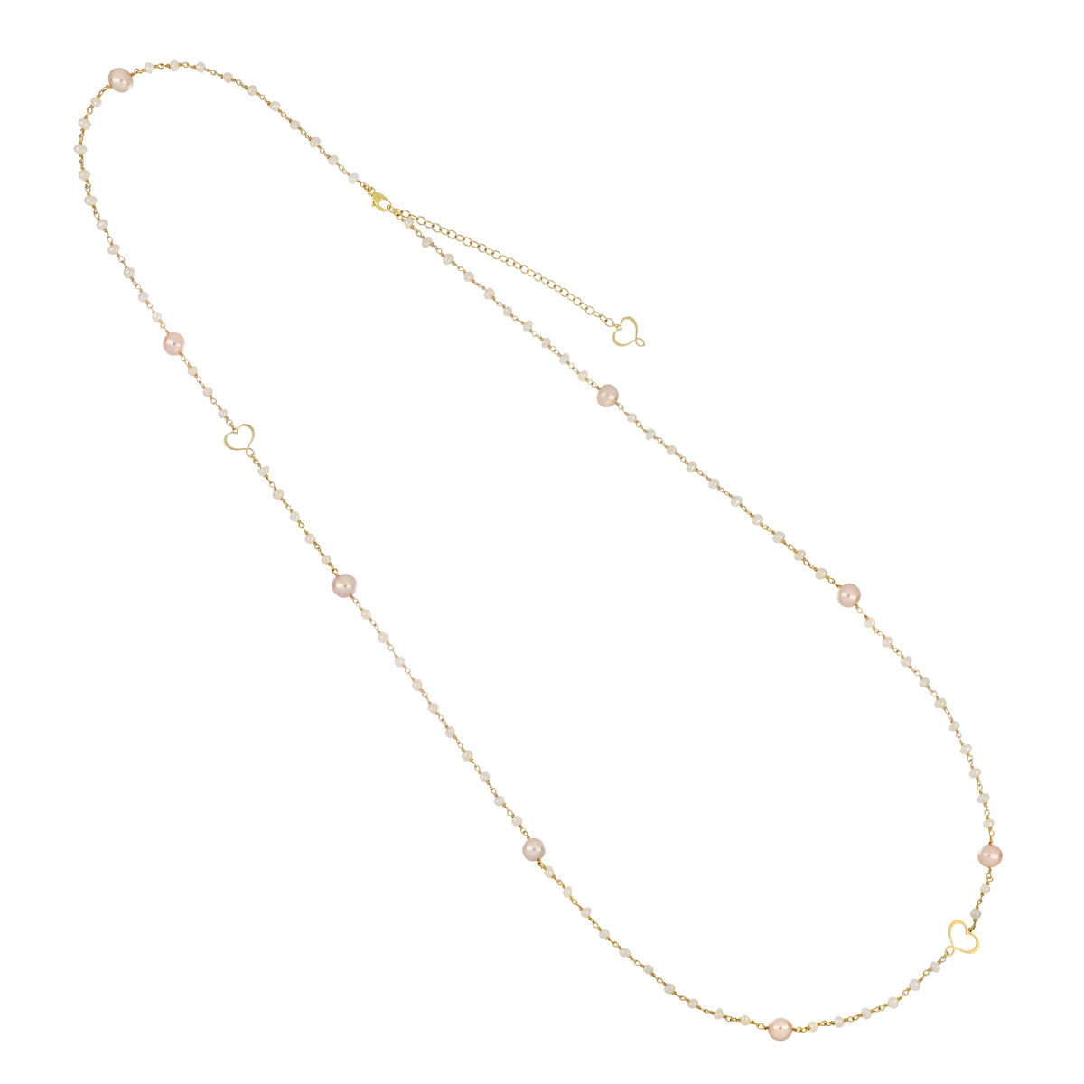Collana Maman et Sophie Trame Perle Bianche e Rosa Argento 925