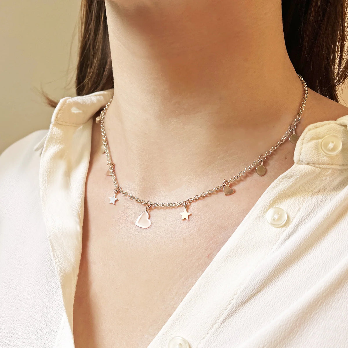 Collana Rubinia in argento 925 indossata, con sigilli venduti a parte