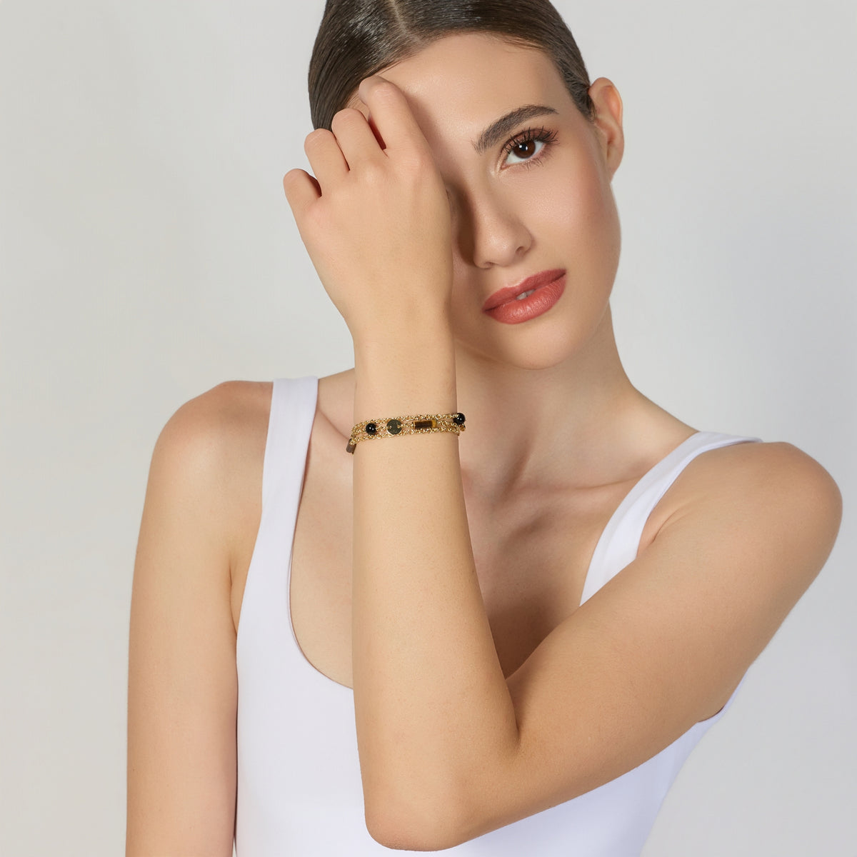 Bracciale Unoaerre Joya Multifilo Onice e Occhio di Tigre - vista 3