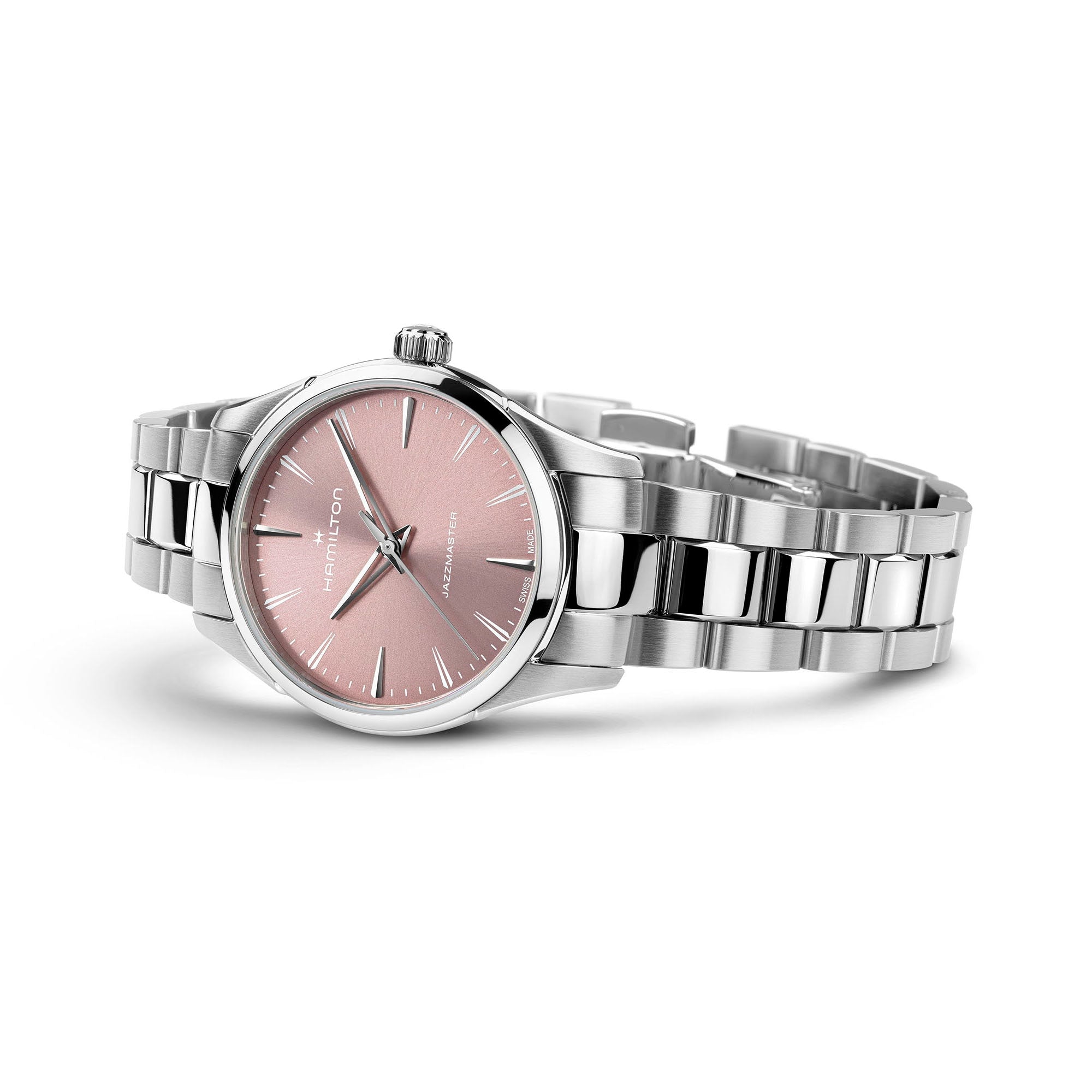 Orologio Hamilton Jazzmaster Quarz Quadrante Rosa 34mm - vista laterale