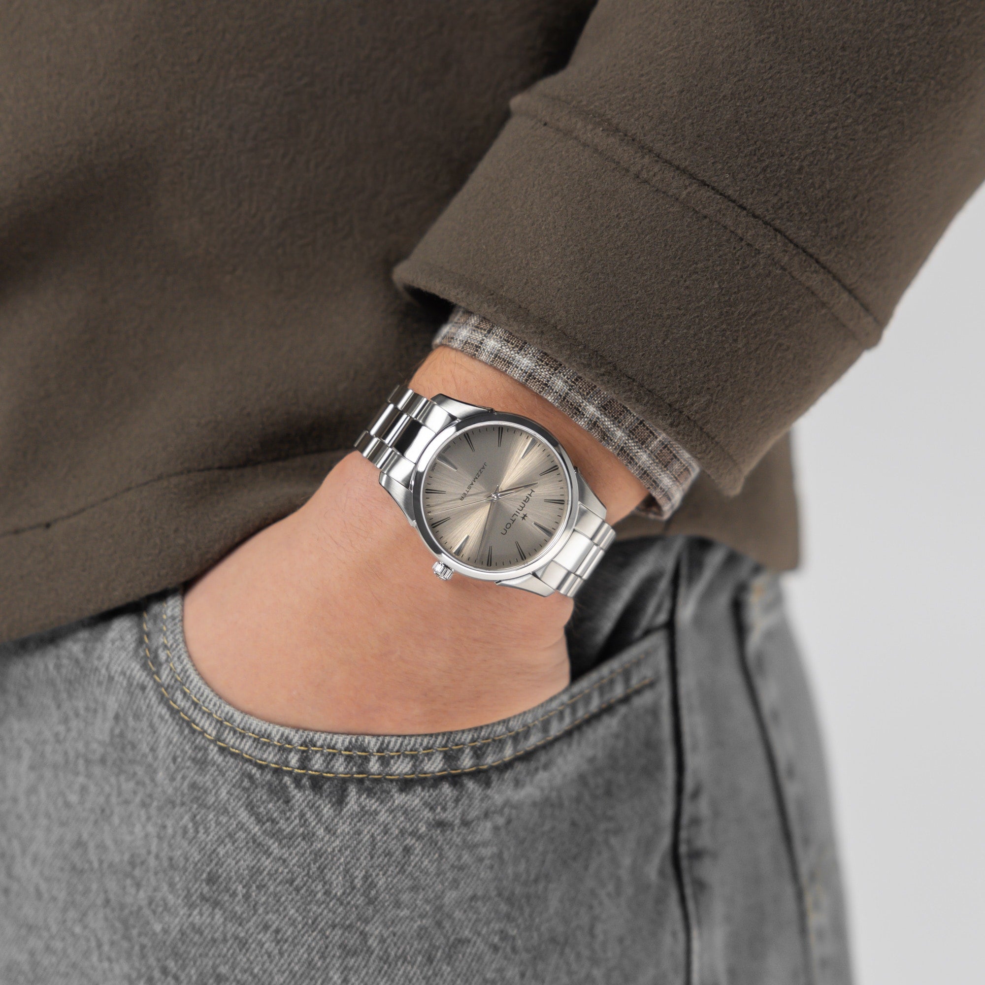 Orologio Hamilton Jazzmaster Quarz Quadrante Avorio 34mm - al polso