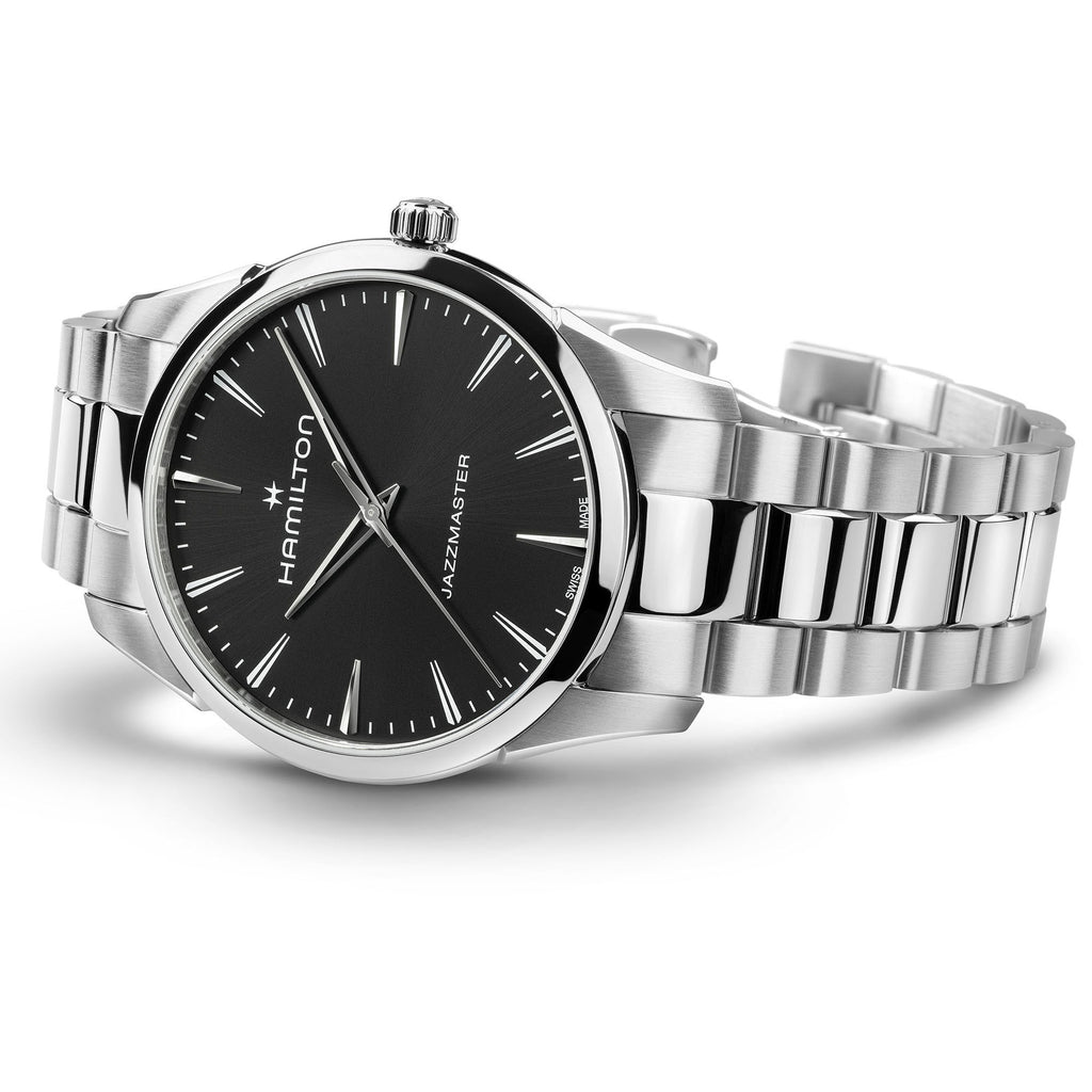 Orologio Hamilton Jazzmaster Quarz quadrante nero 40mm - vista laterale