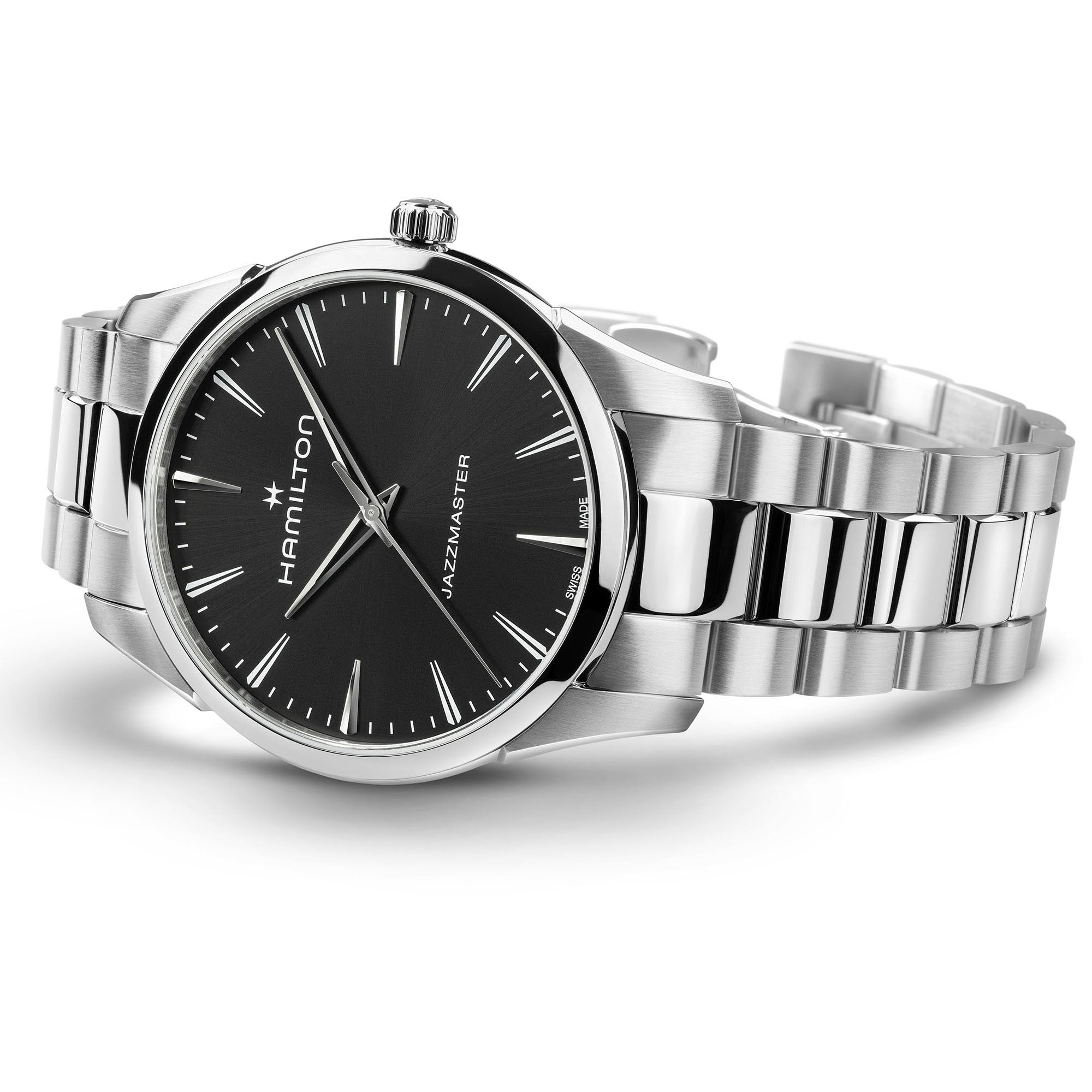Orologio Hamilton Jazzmaster Quarz Quadrante Nero 34mm - vista laterale