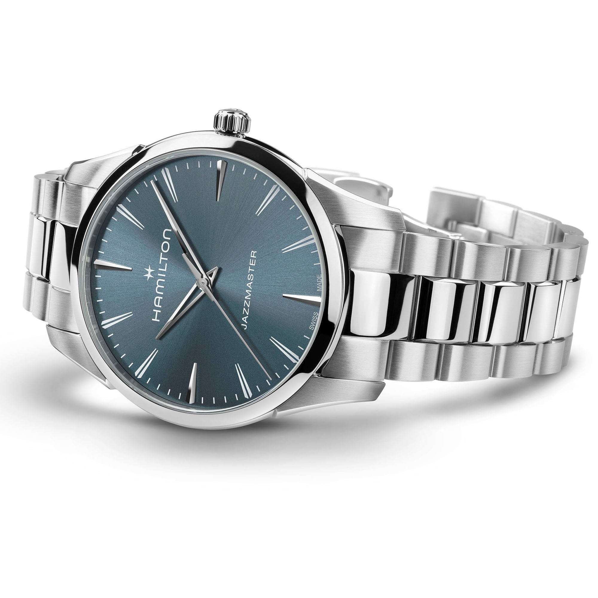 Orologio Hamilton Jazzmaster Quarz Quadrante Blu 34mm - vista laterale