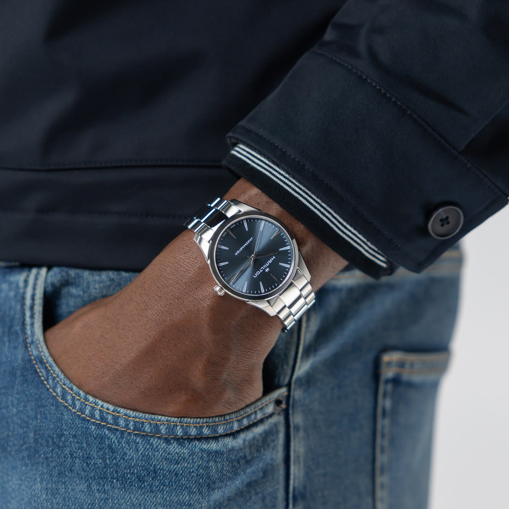 Orologio Hamilton Jazzmaster Quarz quadrante blu 40mm - al polso