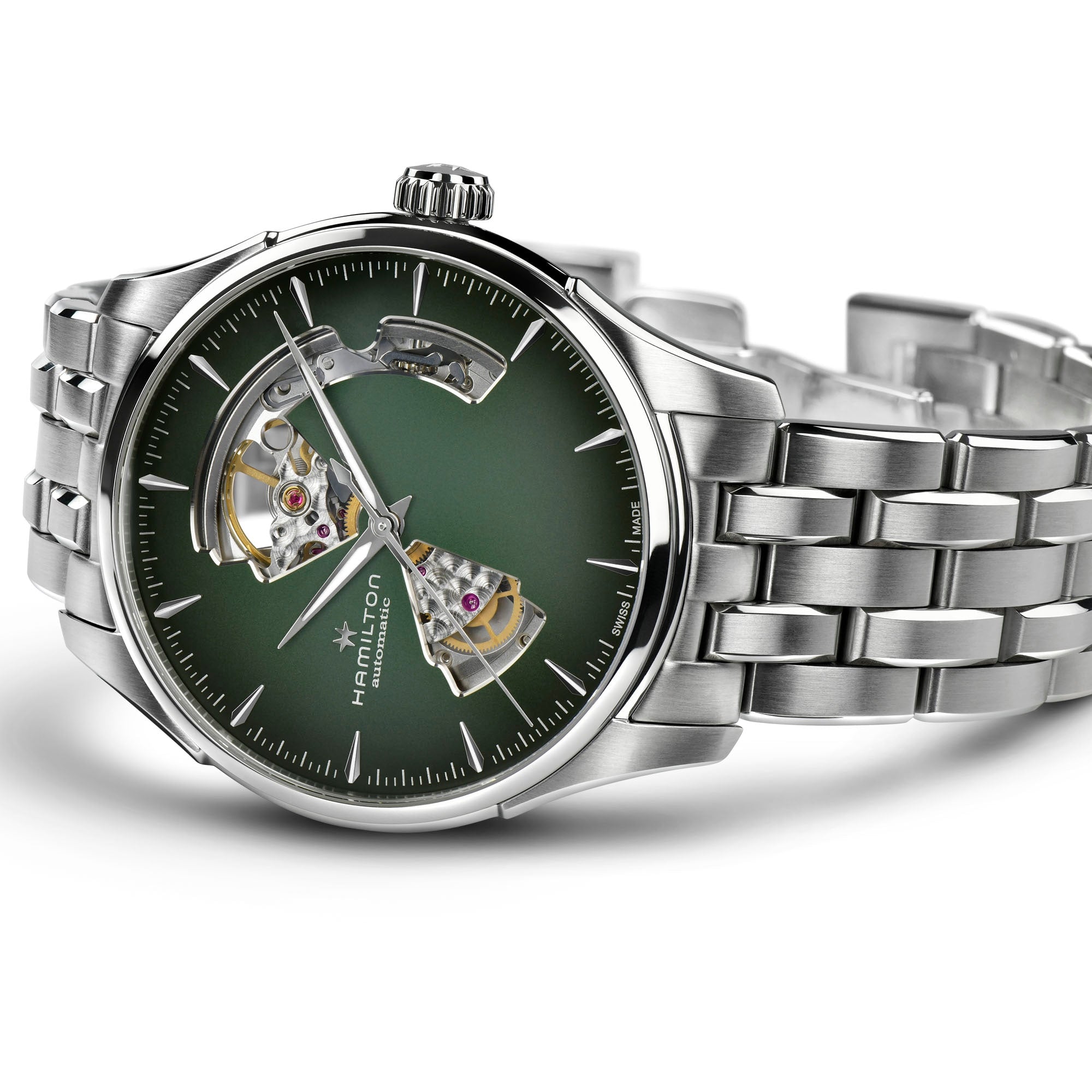 Orologio Hamilton Jazzmaster Open Heart Auto acciaio - vista laterale