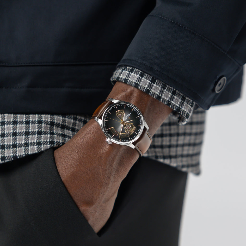 Orologio Hamilton Jazzmaster Open Heart Auto acciaio - al polso