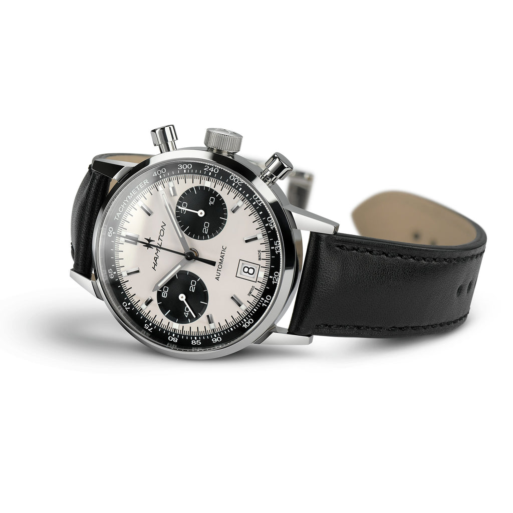 Orologio Hamilton American Classic Intra-Matic Acciaio Cinturino Pelle - vista laterale