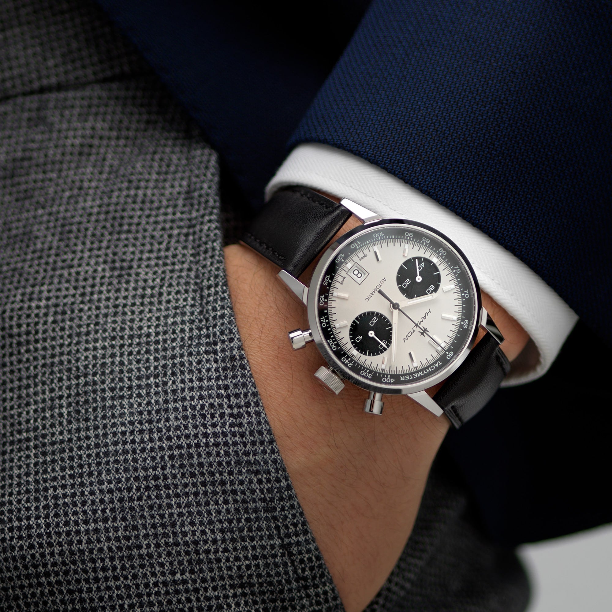 Orologio Hamilton American Classic Intra-Matic Acciaio Cinturino Pelle - al polso