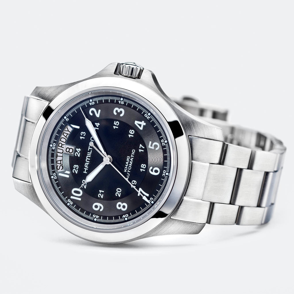 Orologio Hamilton Khaki Field King Automatico Giorno Data - vista laterale