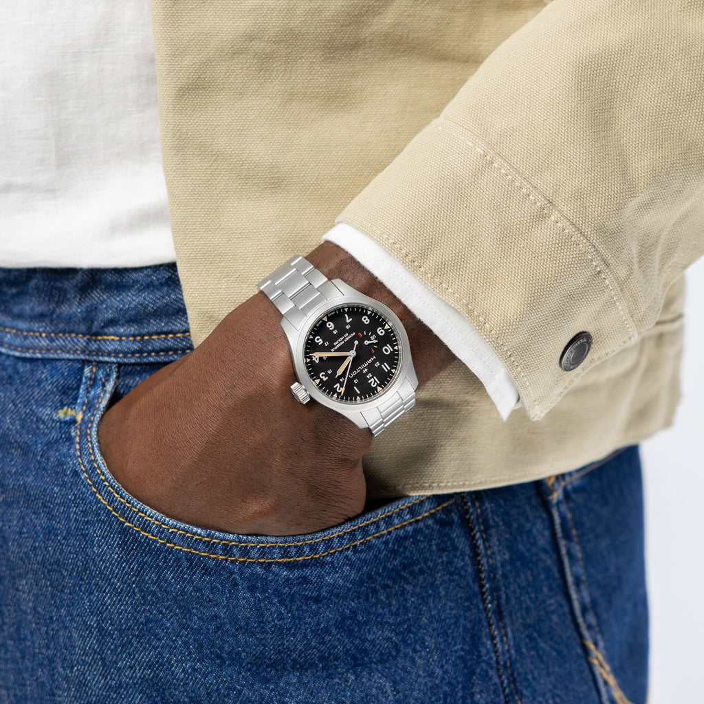 Orologio Hamilton Khaki Field Mechanical Power Reserve 40mm - al polso