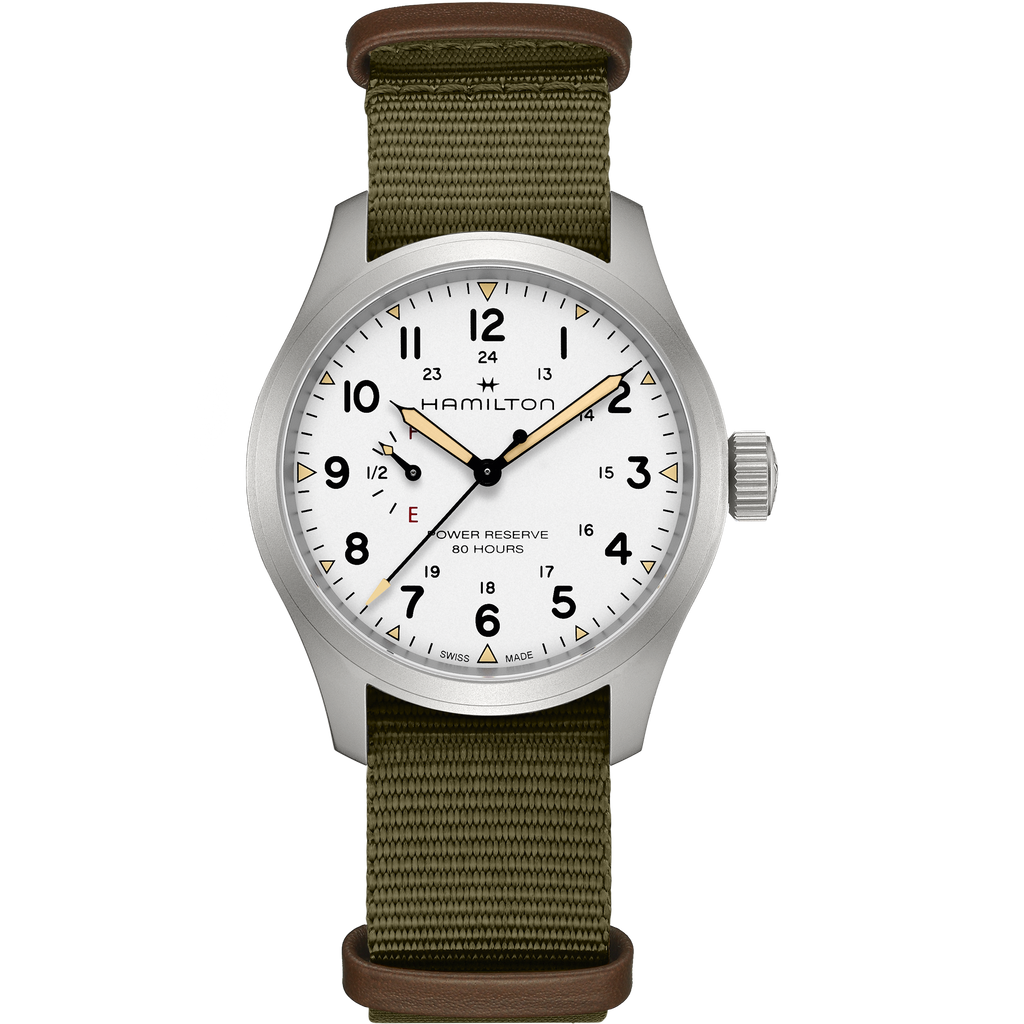 Orologio Hamilton Khaki Field Mechanical Power Reserve 40mm Nato Verde