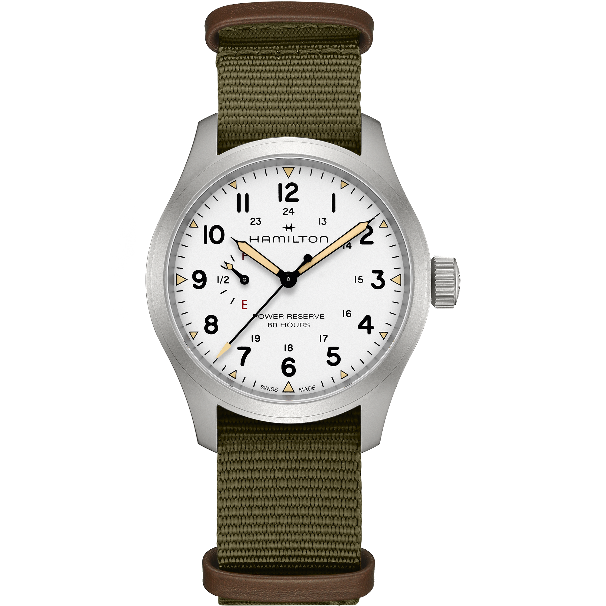 Orologio Hamilton Khaki Field Mechanical Power Reserve 40mm Nato Verde