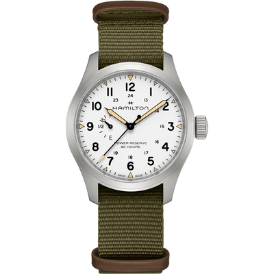 Orologio Hamilton Khaki Field Mechanical Power Reserve 40mm Nato Verde