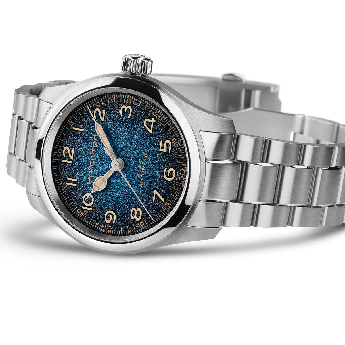 Orologio Hamilton Khaki Field Murph 38mm Quadrante Blu Bracciale Acciaio - vista 3