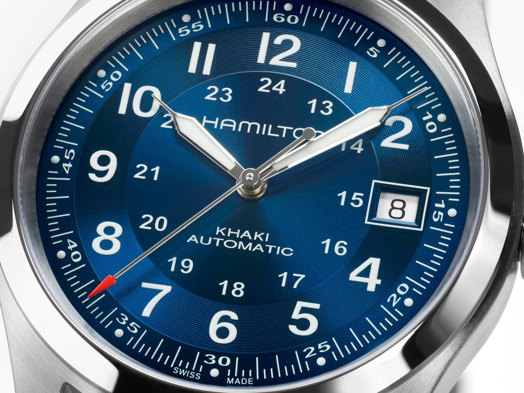 Orologio Hamilton Khaki Field Automatico 38mm Blu - dettaglio quadrante