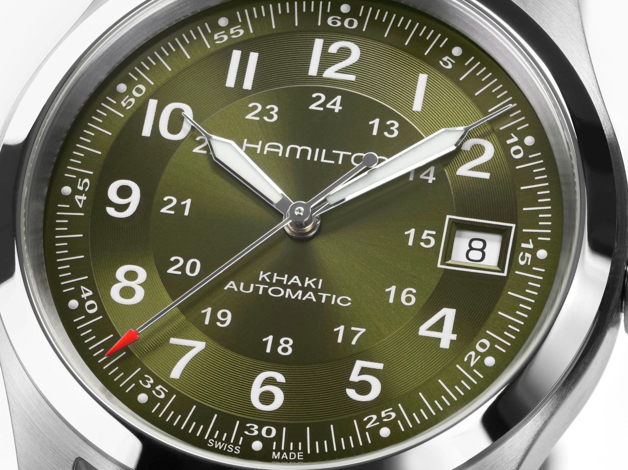 Orologio Hamilton Khaki Field Automatico 38mm Quadrante Verde - dettaglio quadrante