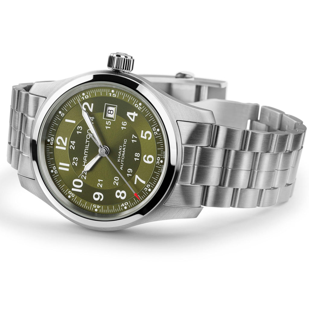 Orologio Hamilton Khaki Field Automatico 42mm Verde - vista laterale