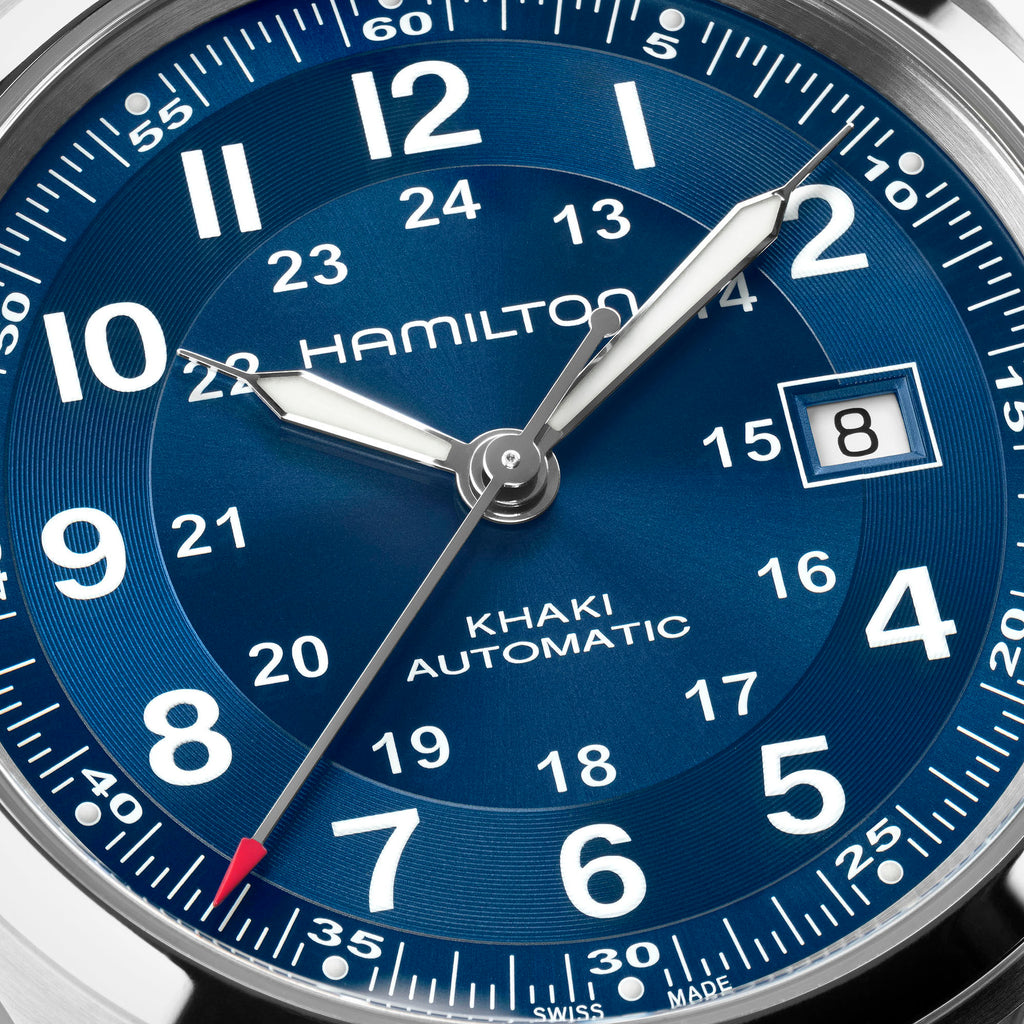 Orologio Hamilton Khaki Field Automatico 42mm Blu Navy - dettaglio quadrante