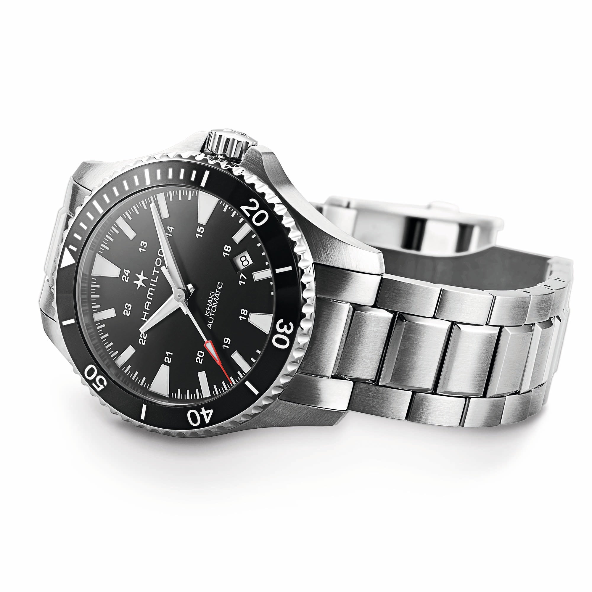 Orologio Hamilton Khaki Navy Scuba Automatico Nero - vista laterale