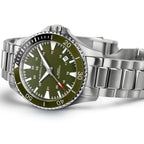 Orologio Hamilton Khaki Navy Scuba Automatico Verde Militare - vista laterale