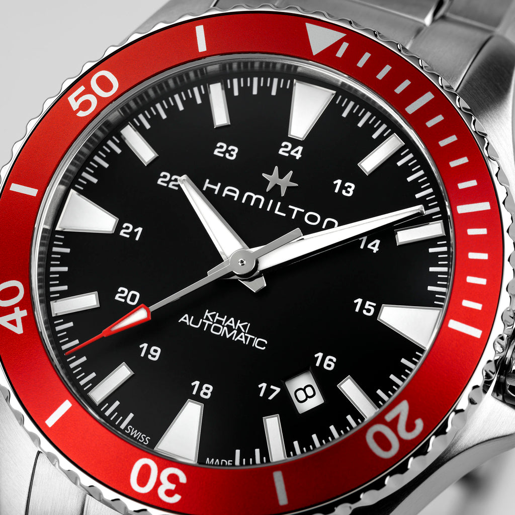 Orologio Hamilton Khaki Navy Scuba Automatico H-10 Nero - dettaglio quadrante
