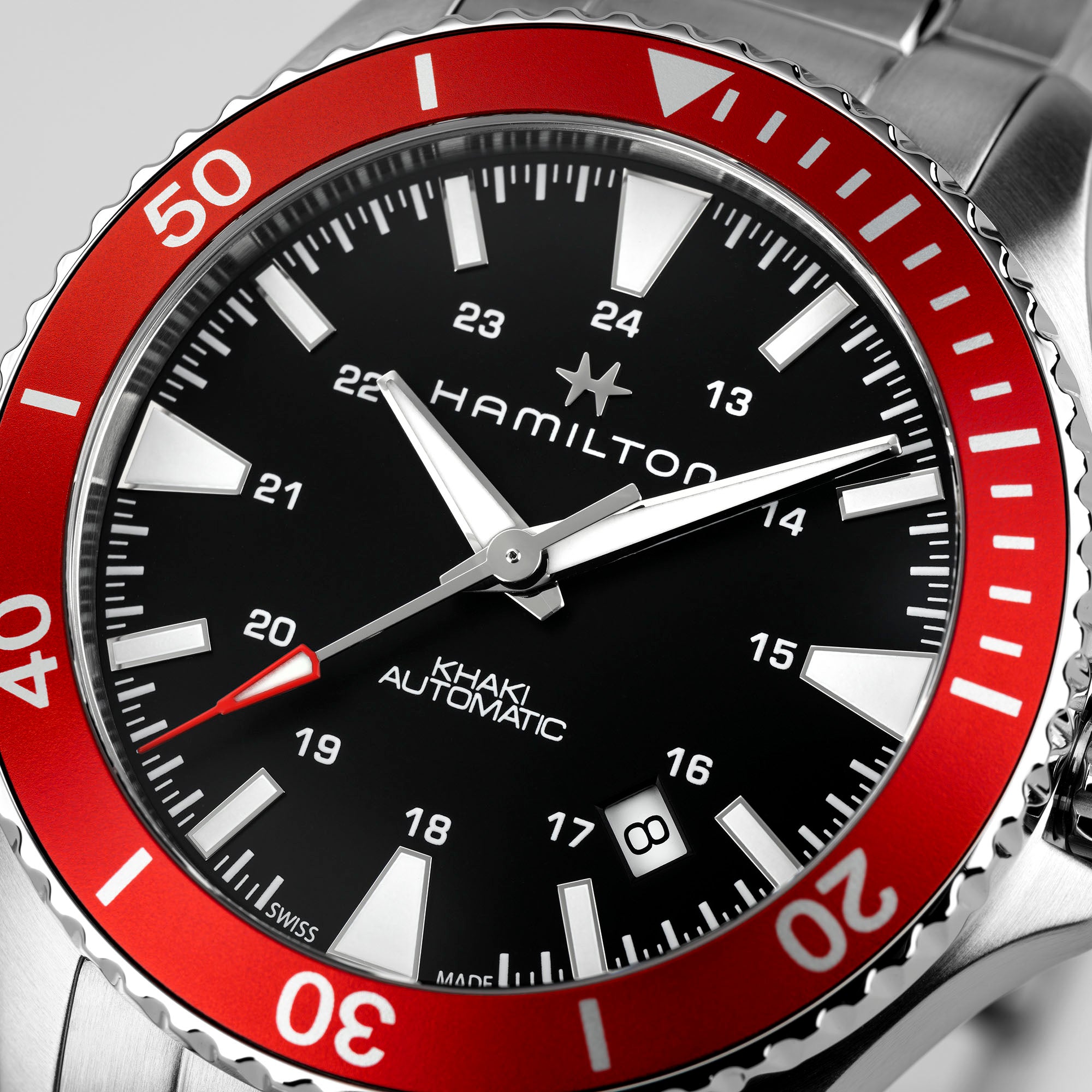 Orologio Hamilton Khaki Navy Scuba Automatico H-10 Nero - dettaglio quadrante