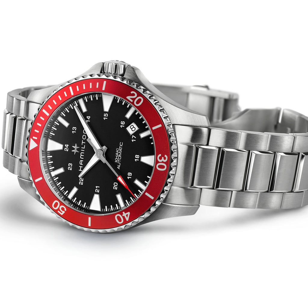 Orologio Hamilton Khaki Navy Scuba Automatico H-10 Nero - vista laterale
