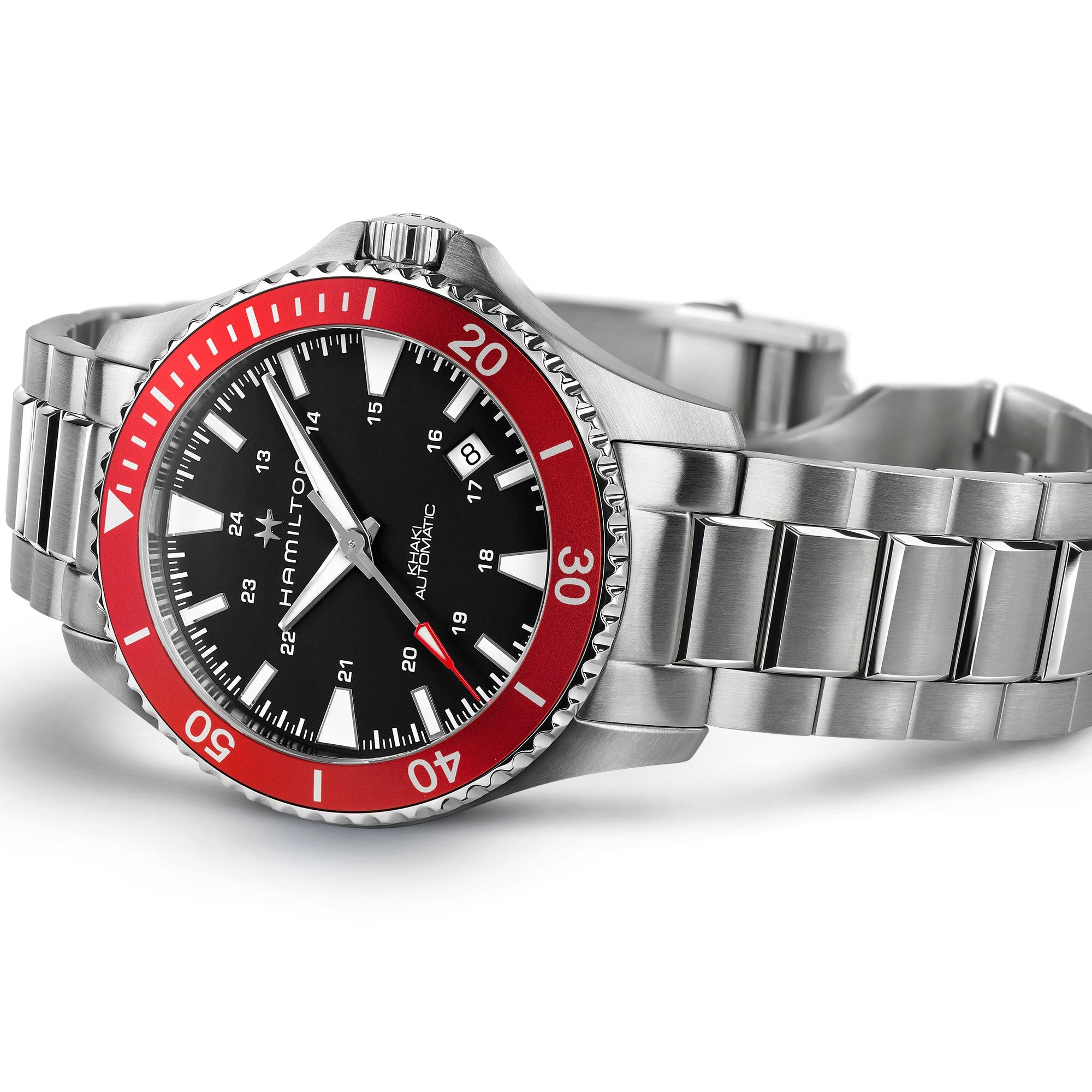 Orologio Hamilton Khaki Navy Scuba Automatico H-10 Nero - vista laterale