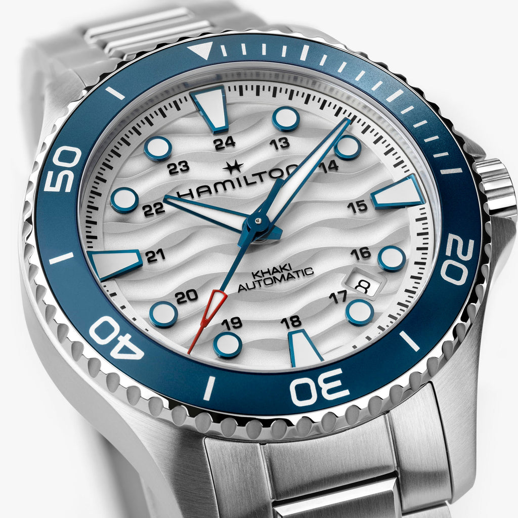 Orologio Hamilton Khaki Navy Scuba Auto 40mm Bianco e Blu - dettaglio