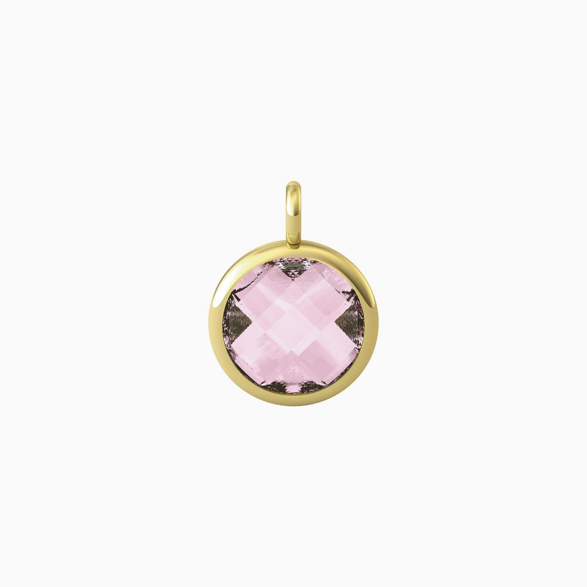 Charm Kidult Energy Stone tondo acciaio oro glass rosa 741102 | ARVIMO Gioielli