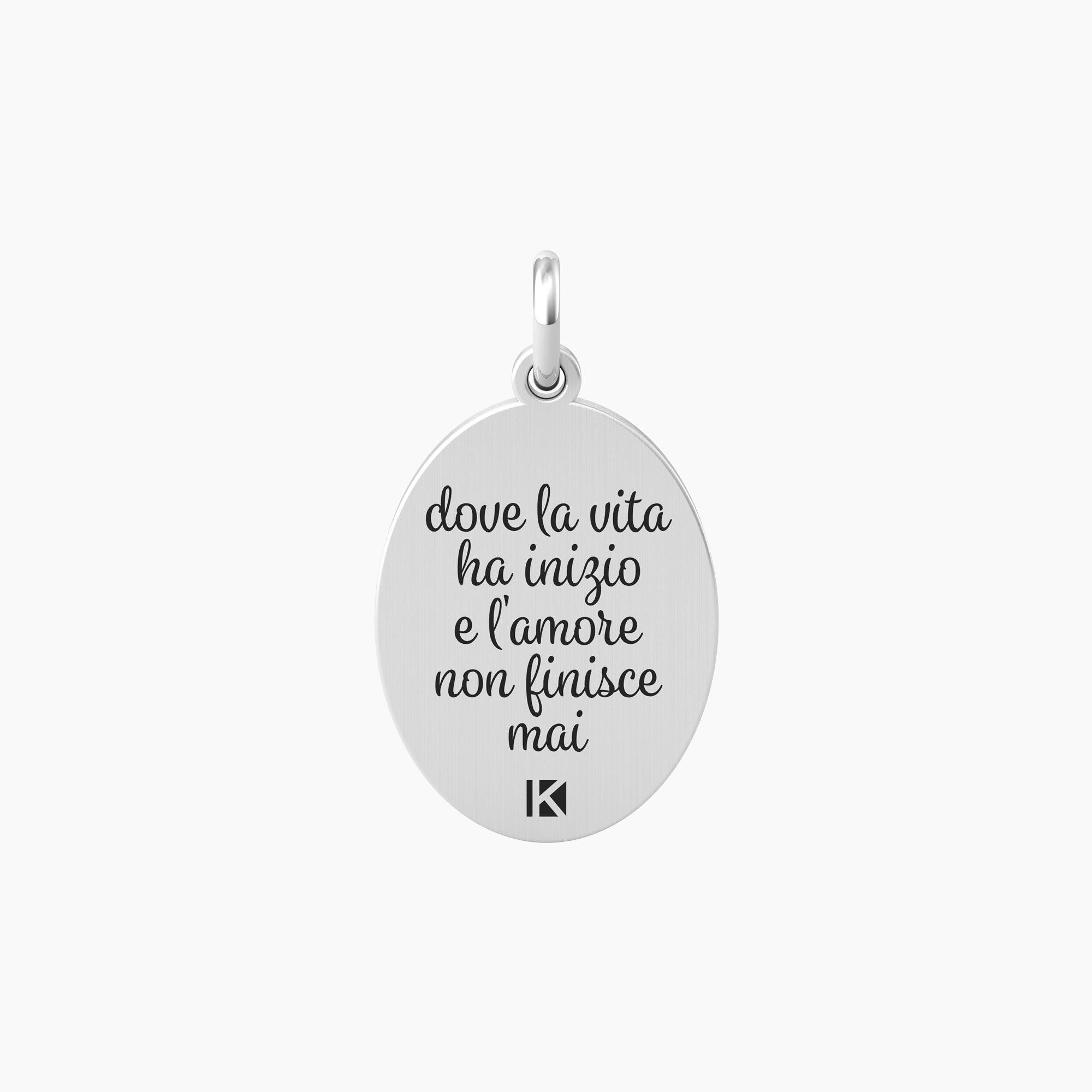Charm Kidult Family Ovale Acciaio Satinato e Cristallo 741031 | ARVIMO Gioielli