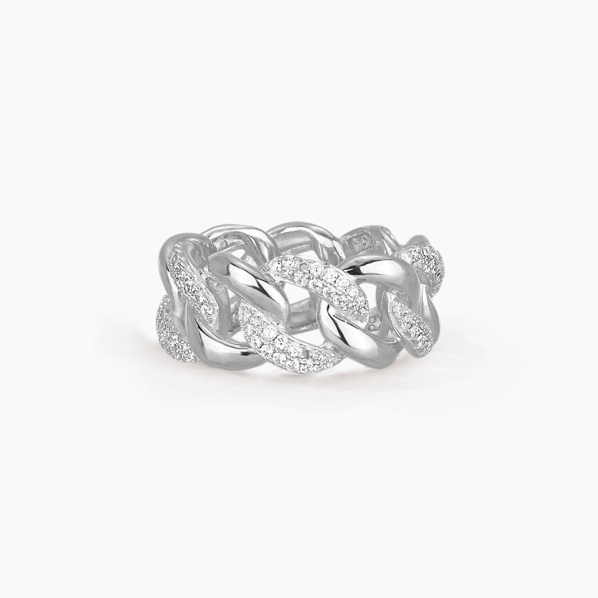 Anello Mabina groumette in argento 925 con pavé di zirconi